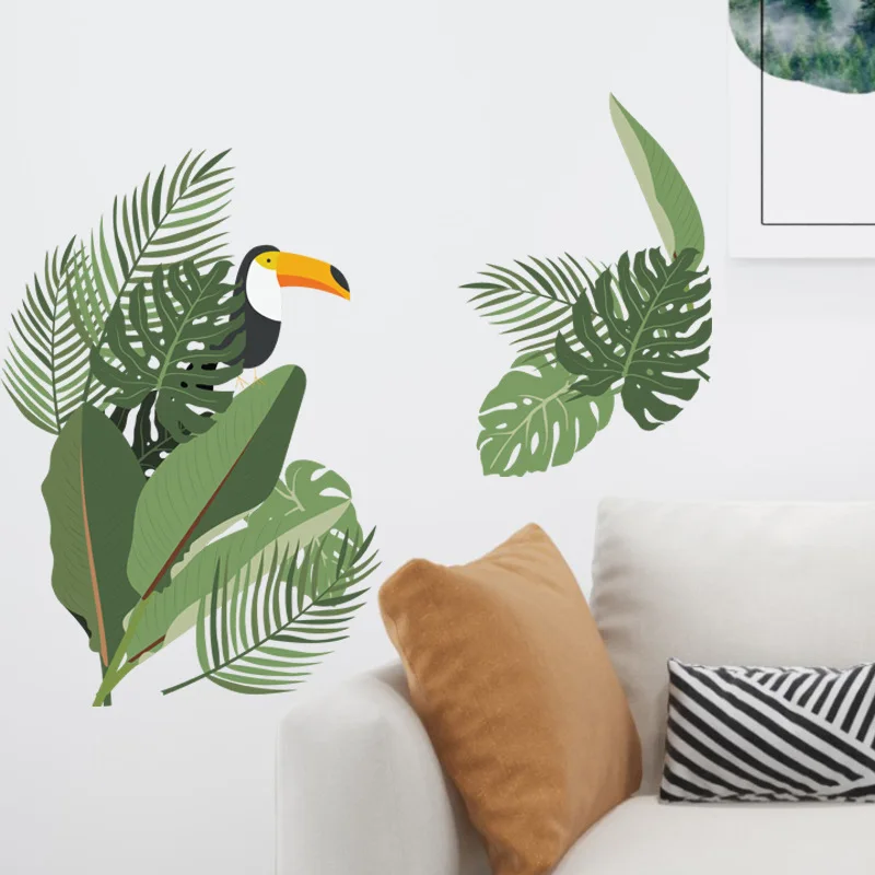 Большие тропические листья настенные наклейки для гостиной спальни Настенный