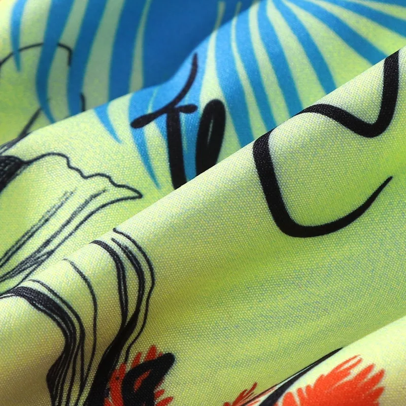 

Summer Men's 2021 New Coconut Tree Pattern Print Loose Short Sleeve Hawaiian Beach Style Casual Shirt Polyester HIP HOP