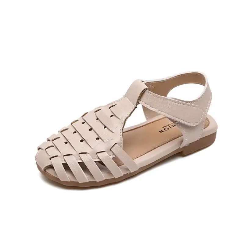 Детские летние сандалии для девочек плоская подошва с ремешком на щиколотке