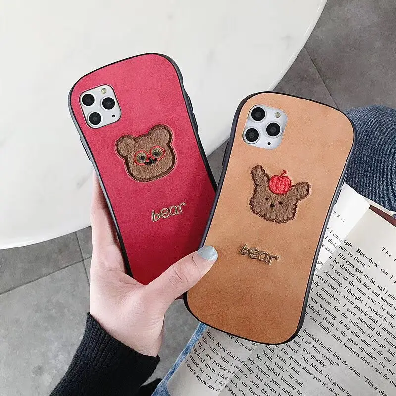 ORYKSZ модные милые очки медведь чехол для телефона iphone 11 Pro Max XR XS X кожаный 7 8 6 6S Plus