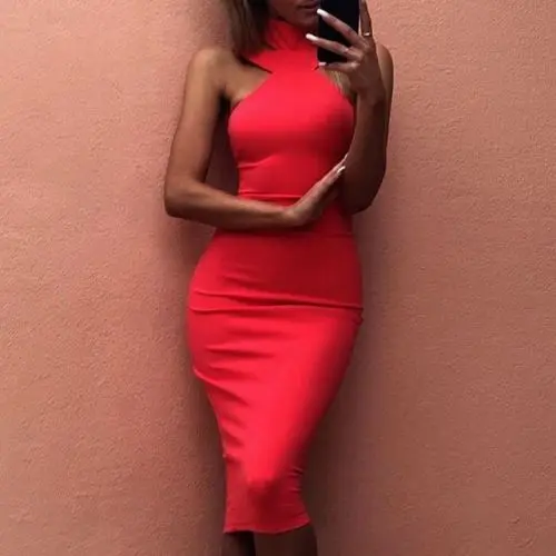 New Strap Women Turtleneck Dress 2019 Fashion Girl Sexy Attractive Cute Elegant Midi Bandage Dresses Black White Red Hot Sale | Женская