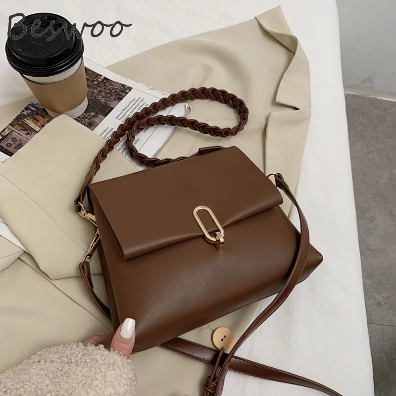 

Vintage Designer Handbag New Fashion Knitting Strap Soft Leather Female Shoulder Bag Top Quality Simple Retro Bags for Women Ins