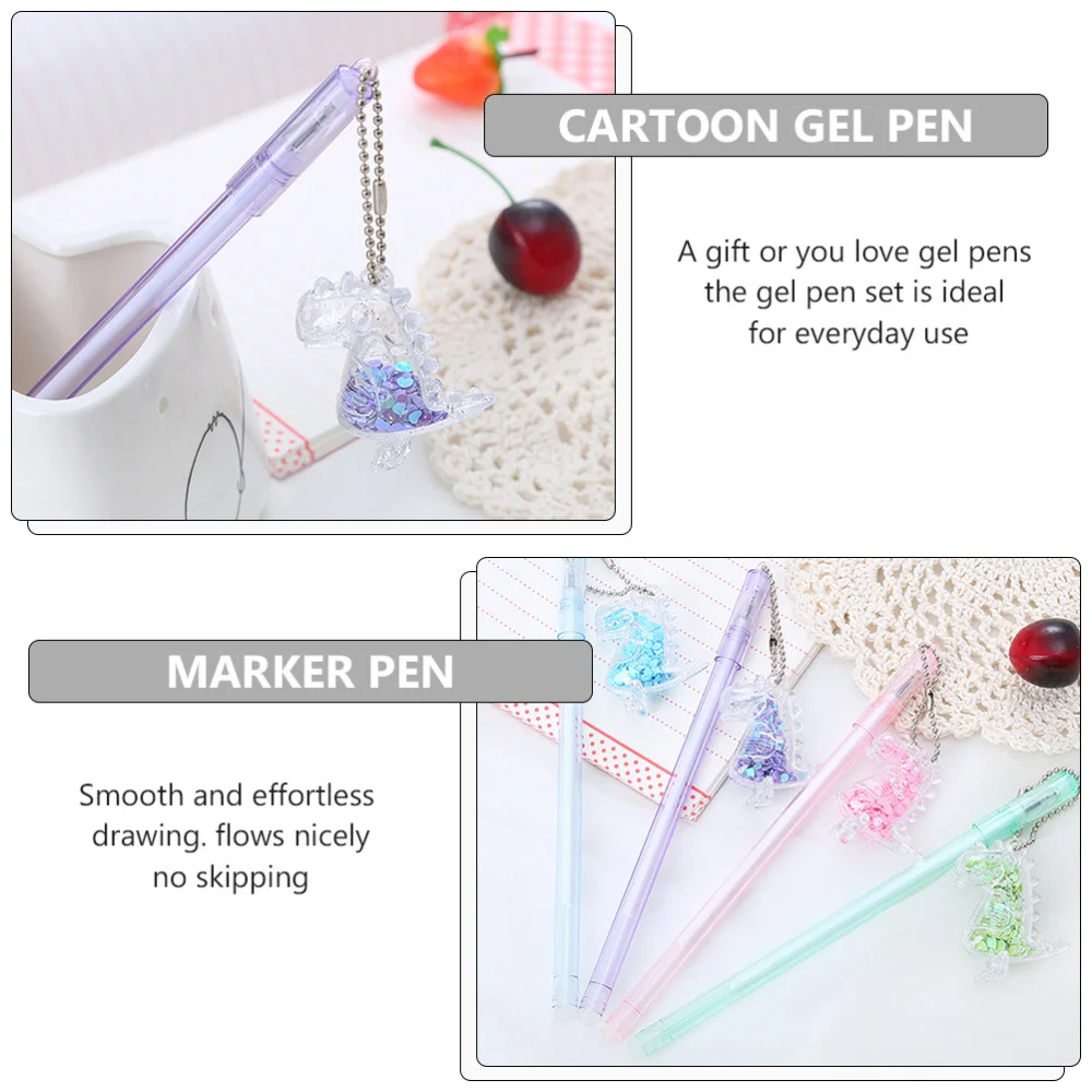 

10pcs Creative Pen Sequin Writ PenDinosaur Pendant Neutral Pen (Mixed Style)