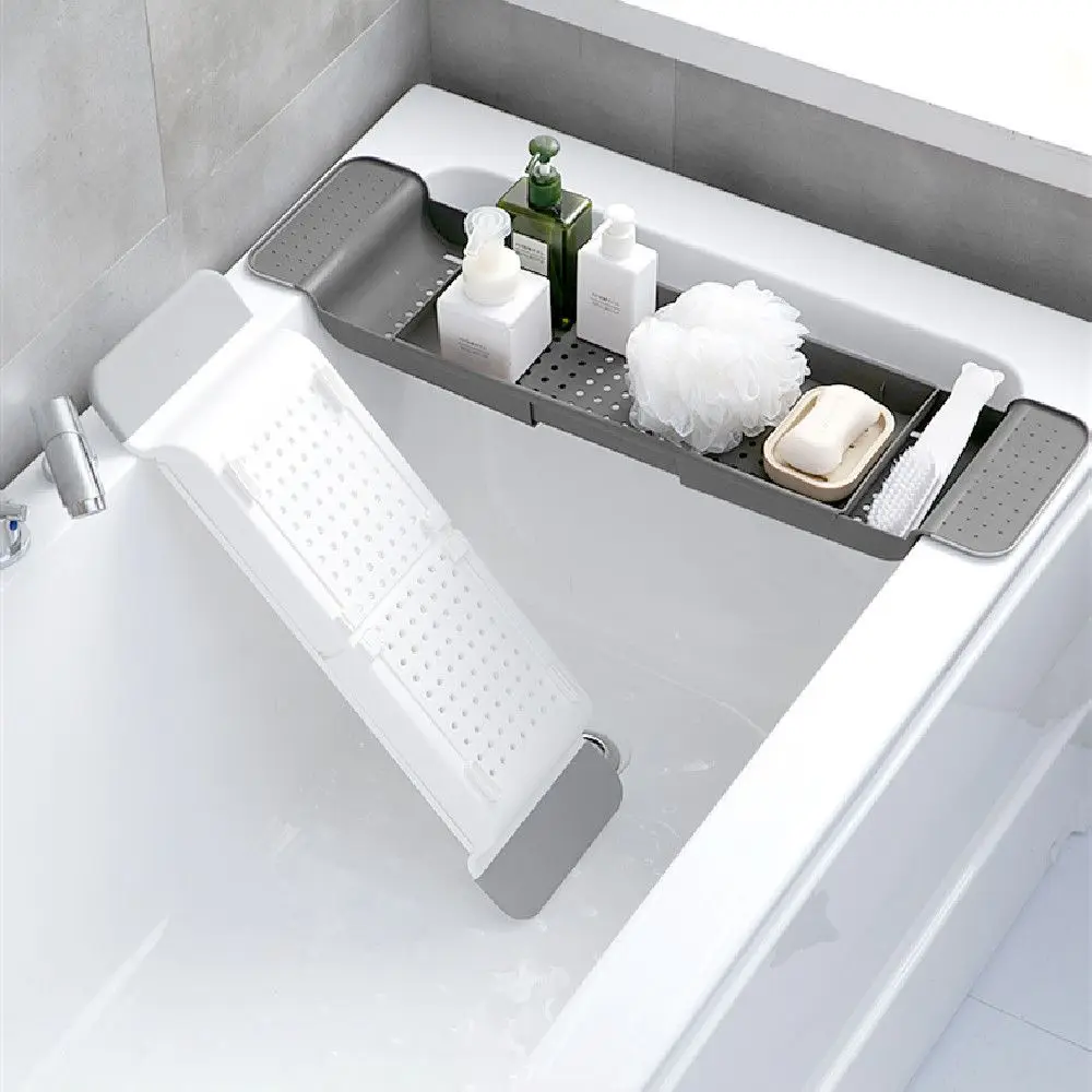 

Retractable Bathtub Tray Storage Rack Bath Shelf Tub Multi-Function Bathroom Tools Towel Storage Shelf Kitchen Sink Drain Holder