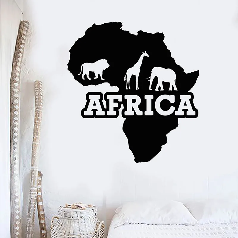 Дикие настенные Стикеры с животными силуэт жираф слон лев Африканский материк