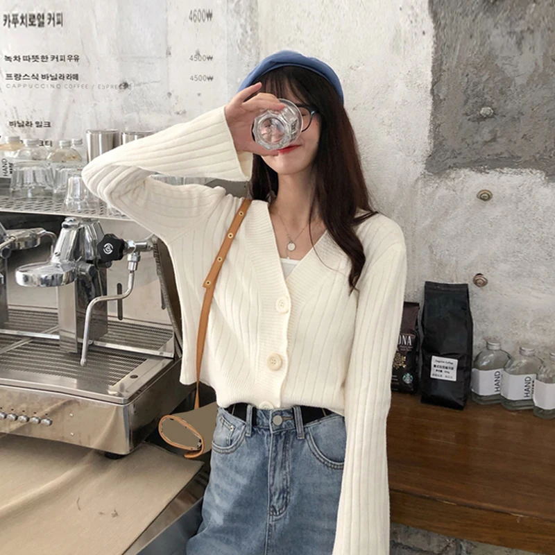 

Knitwear Autumn 2020 New Women's Short Sweater Top Small 150 Knitted Cardigan Coat Spring and Autumn