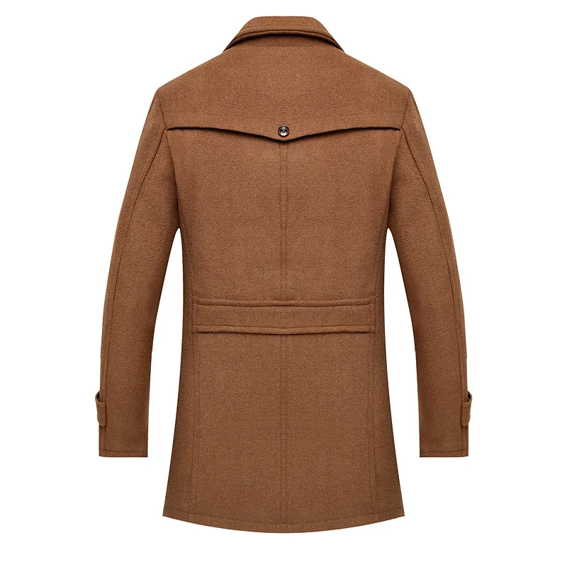 Мужское твидовое пальто свободного размера для отца с двойным воротником на