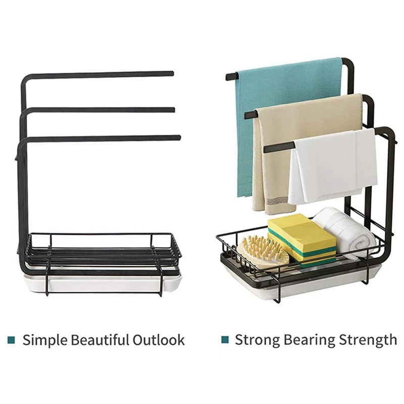 

1 Set Sponge Holder with Drain Pan & 1 Pcs 360 Rotation Non-Skid Spice Rack Pantry Cabinet Turntable