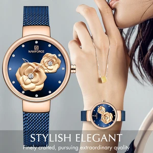 NAVIFORCE женские часы, топовые Роскошные Брендовые женские модные кварцевые часы из нержавеющей стали, Женские Простые повседневные деловые наручные часы