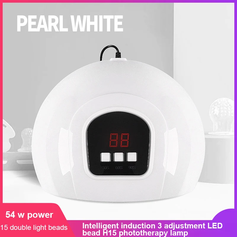 

54W LED Nail Lamp Dual Light Source UV Quick-drying Timer 30/60/90S Phototherapy Machine Nail Polish Dryer Nail Lamp Nail Tools