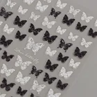 5D черно-белые кружевные наклейки для ногтей с бабочками, самоклеющиеся фольги для ногтей с цветком розы, наклейки для ногтей, инструменты для маникюра