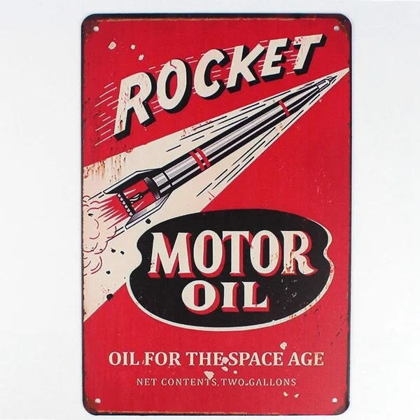 

Metal Tin Sign Rocket Motor Oil Decor Bar Pub Home Vintage Retro Poster