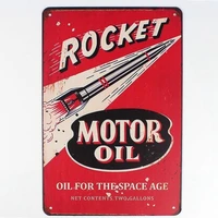 metal tin sign rocket motor oil decor bar pub home vintage retro poster