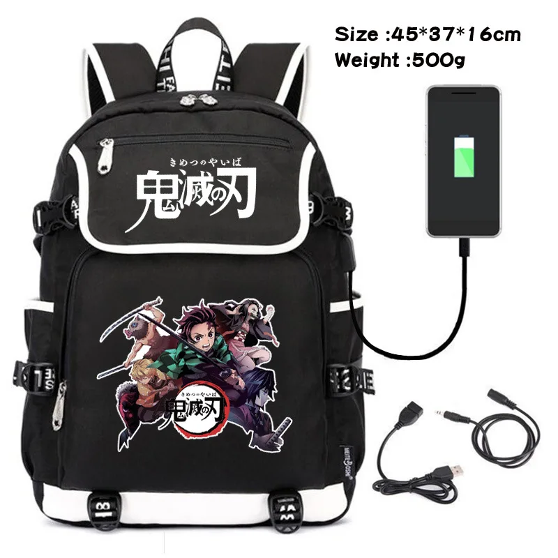 

Demon Slayer Anime Bookbag Oxford School Bags Usb Charging Laptop Bagpack Women Travel Backpack Kamado Tanjirou Cartoon Rucksack
