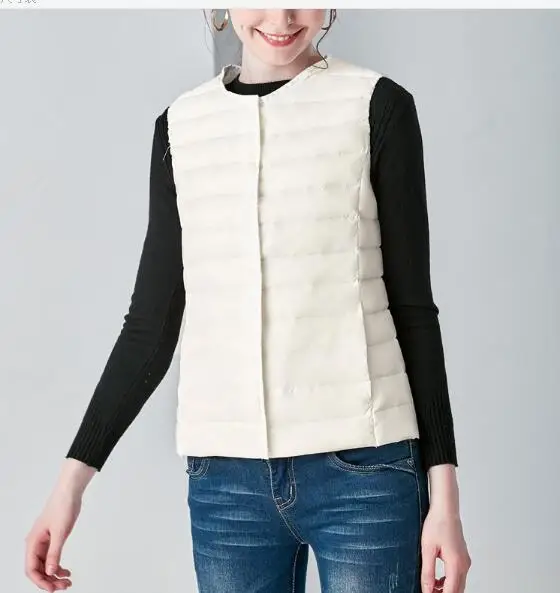 

Женский жилет без рукавов размера плюс 4XL, осенняя легкая куртка на белом утином пуху, женский зимний теплый жилет 2022