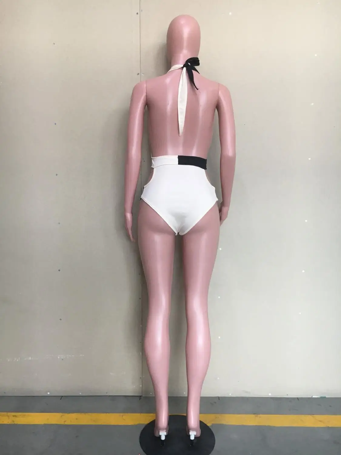 

Halter Backless Sexy Patchwork Bodysuits Deep V Hollow Out Drawstring Women Clothes Summer Club Playsuits Body Swimwear