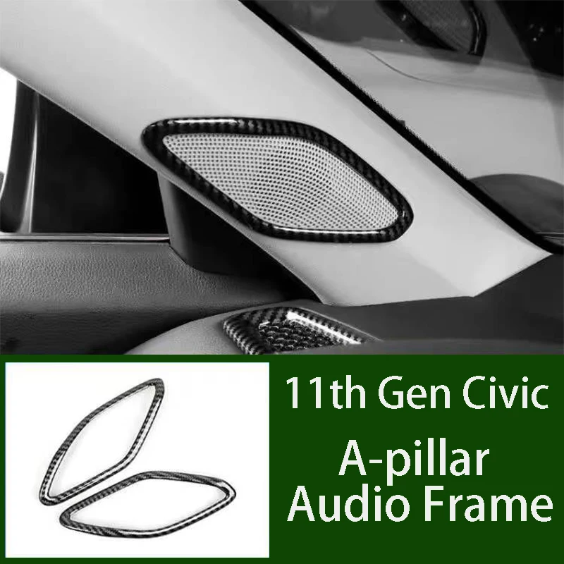 

Car A-pillar Audio Decorative Frame Carbon Fiber Style Sticker For Honda Civic 11th Gen 2022 Interior Modification Accessories