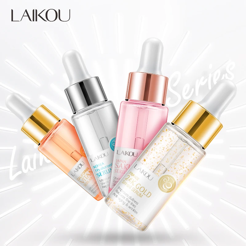 Laikou 4 бутылки и чаем &quotЗолотая Улитка Sakura Hyluronic Кислота Витамин C Сыворотки анти
