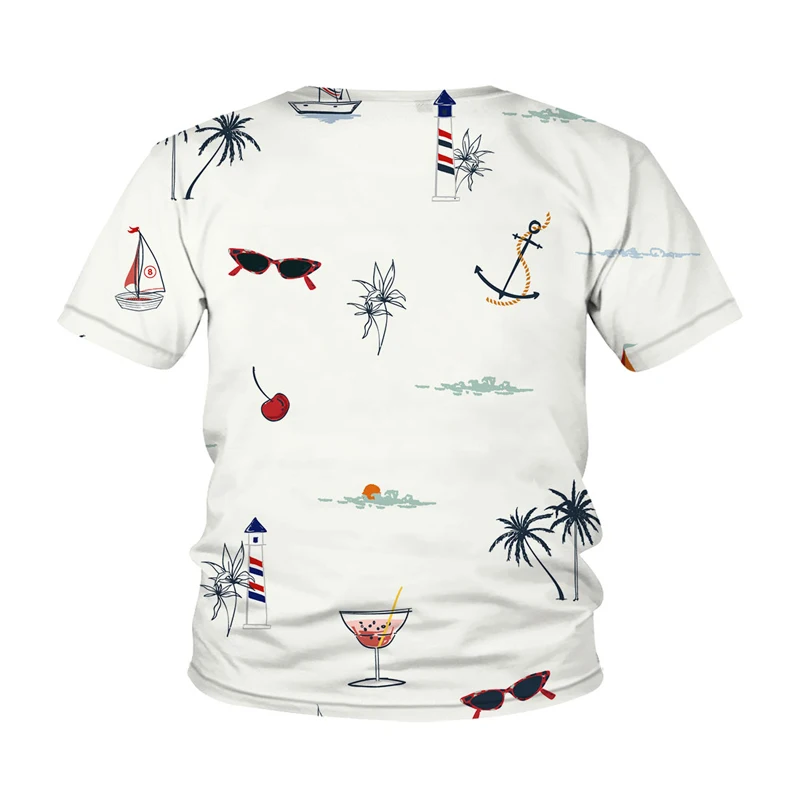 

2021 New Summer Children Short Sleeve T-Shirts Kids Cartoon coconut tree Print Boys Girl Tops Tee Streetwear T Shirts Baby Boys