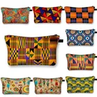 Африканская женская косметичка с принтом, модная Повседневная мини-сумка, портативные сумки для хранения для девочек, милая косметичка