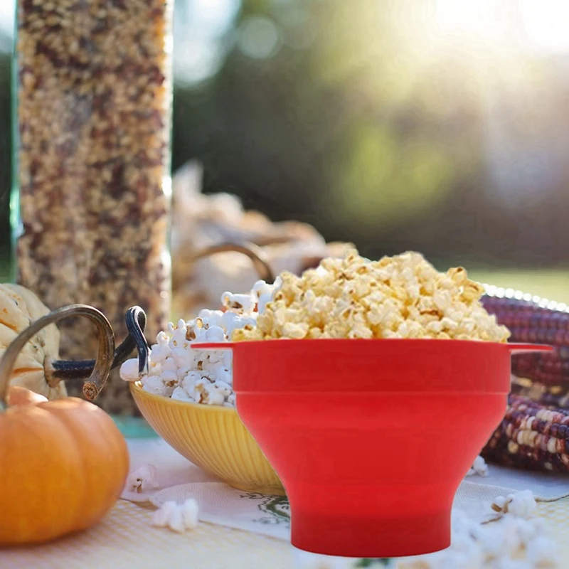 2 Set Microwave Popcorn Popper Collapsible Silicone Bowl with Lid and Handles(Red & Green) | Дом и сад