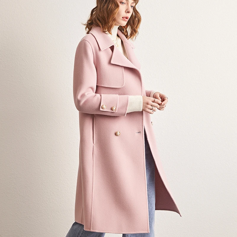 100% кашемировые пальто ручной работы 2020 весеннее шерстяное двухстороннее осенне