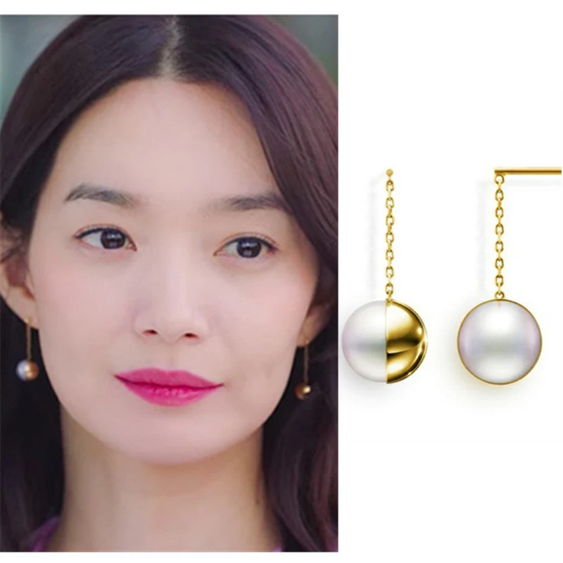 

round Shin Min A Coastal village Cha-Cha-Cha new creative earrings Korean drama style high quality Earrings for women gift love