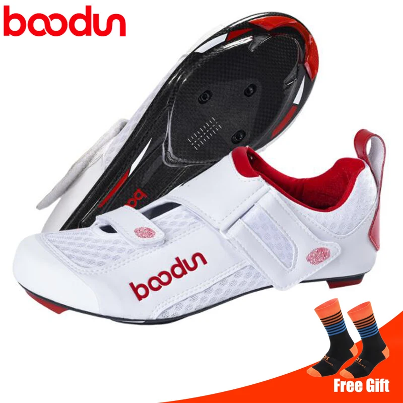 

BOODUN Triathlon Carbon Fiber Road Cycling Shoes for Men Sapatilha Ciclismo Professional Breathable Bike Bicycle Sneakers Women