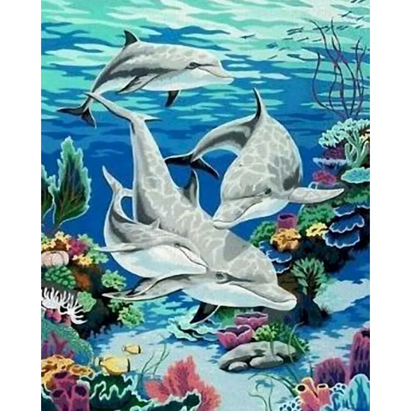 

SELILALI 60x75cm DIY Oil Paint By Numbers Dolphins House Animal Picture By Number Kits For Kids Unique Gift Acrylic Hand Painted