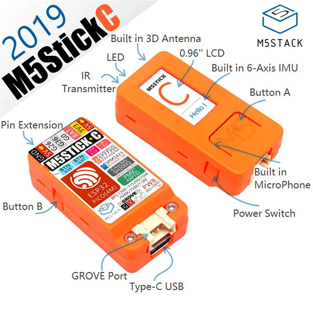 M5StickC IoT макетная плата мини-аксессуары ESP32 микрофон со светодиодами с ЖК-USB