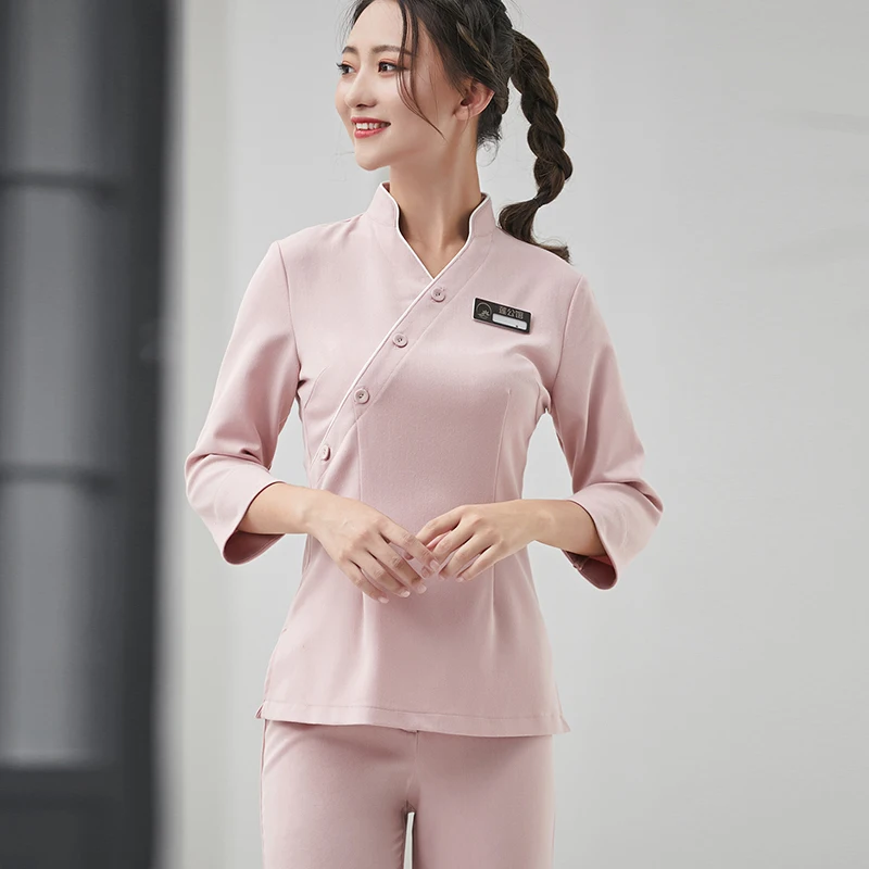 2020 Новая мода осень и зима спа Униформа красота БОЛЬНИЦА медсестра топ + брюки