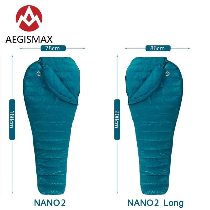 Мини спальный мешок Aegismax Nano 2 усовершенствованный 2021 белый гусиный пух