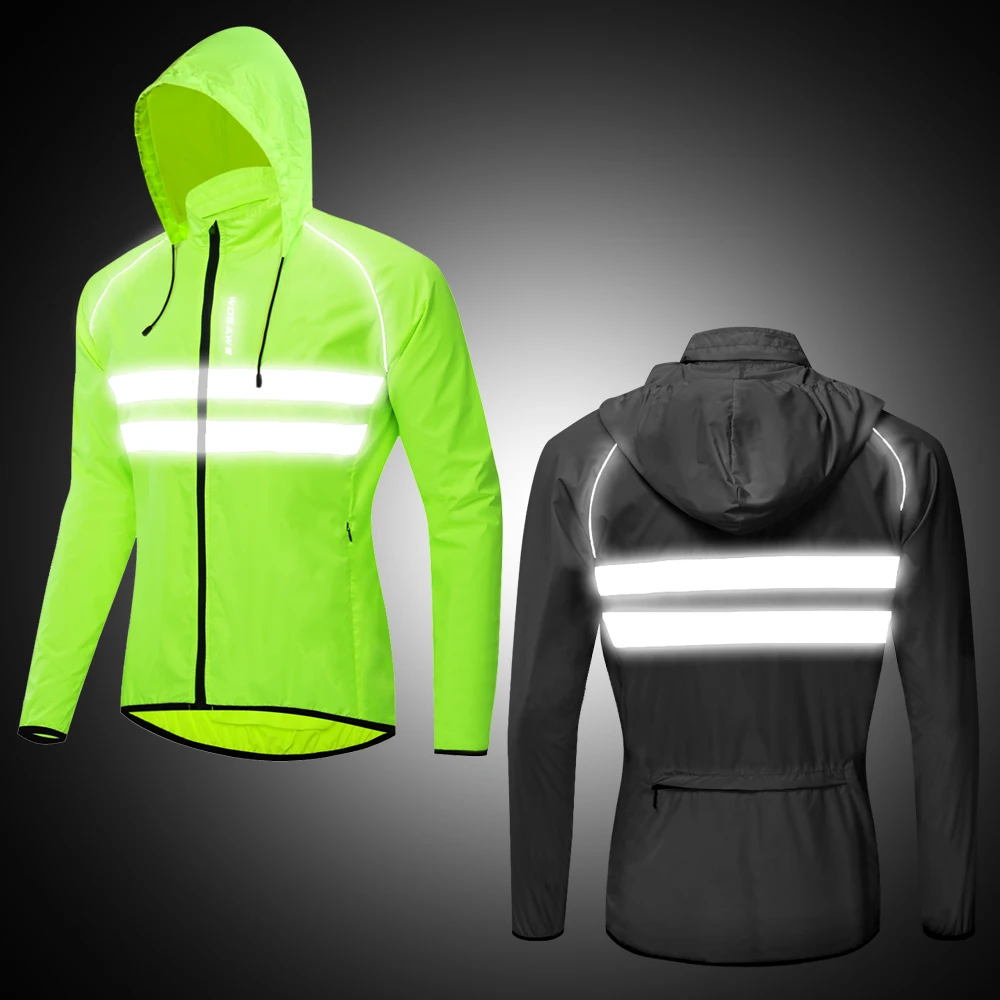 WOSAWE High Visibility Cycling Jackets Men Breathable Windproof Reflective Rain Water Resistance Sports Bike Bicycle Windbreaker