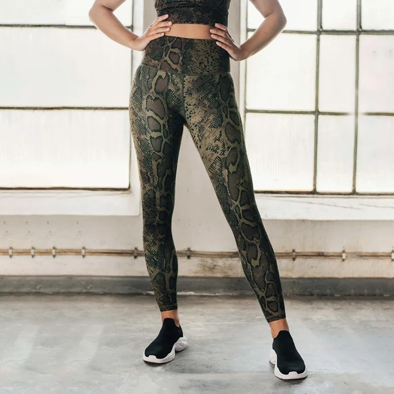 

NORMOV Sexy Snake Print Women Sets Summer Backless Bras And High Waist Push Up Leggings Suit Skinny Female Sets Club