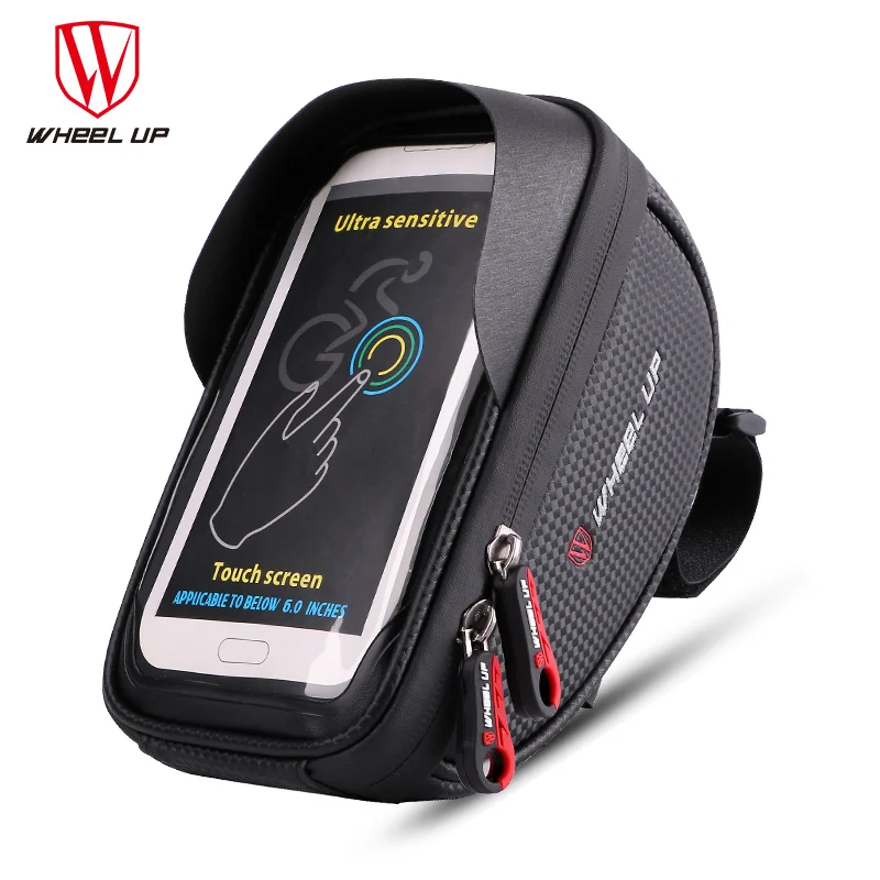 

WHeeLUP MTB Road Bicycle Front Bag Cycling 6.0 Inch Pouch Cellphone Bag TPU Waterproof Bike Bags Top Tube Frame Handlebar Bag