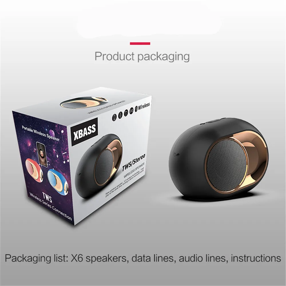 HYASIA TWS Wireless Bluetooth Speaker Portable Box Outdoor Speaker Bluetooth 5.0 Subwoofer Support USB FM Radio AUX TF Handsfree