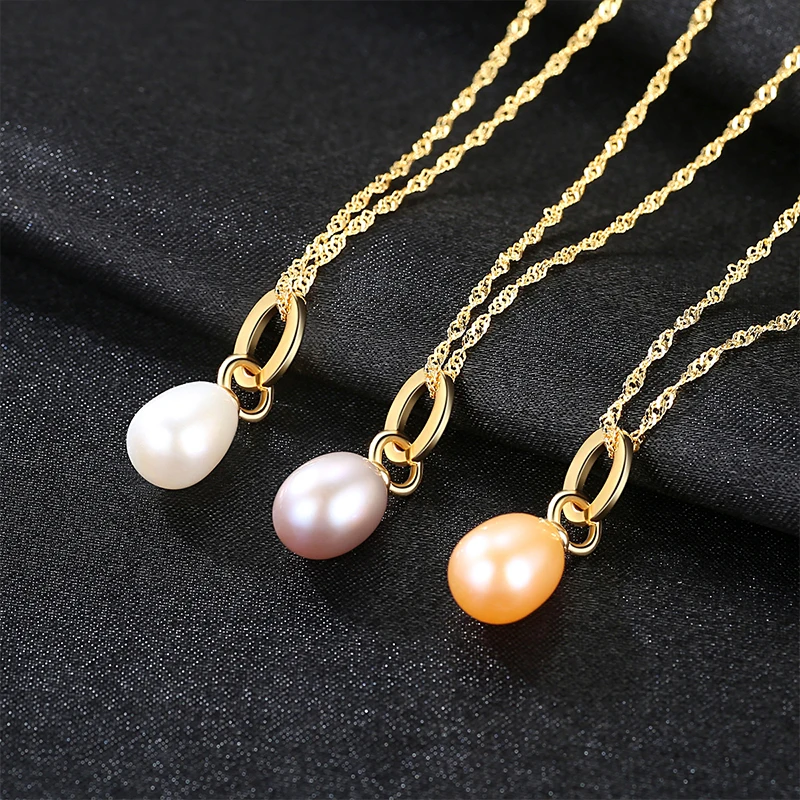 Ожерелье женское из серебра 925 пробы с натуральным пресноводным