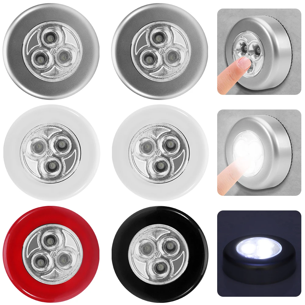 

Touch LED Puck Light Battery Powered Under Cabinet Night Light Push Tap Stick On Lamp Indoor Wardrobe Closet Wireless Lighting