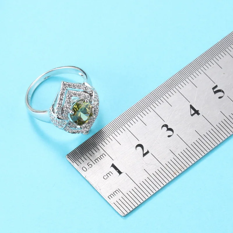 Уникальные Ювелирные наборы из серебра 925 пробы с оливковым и зеленым кубическим