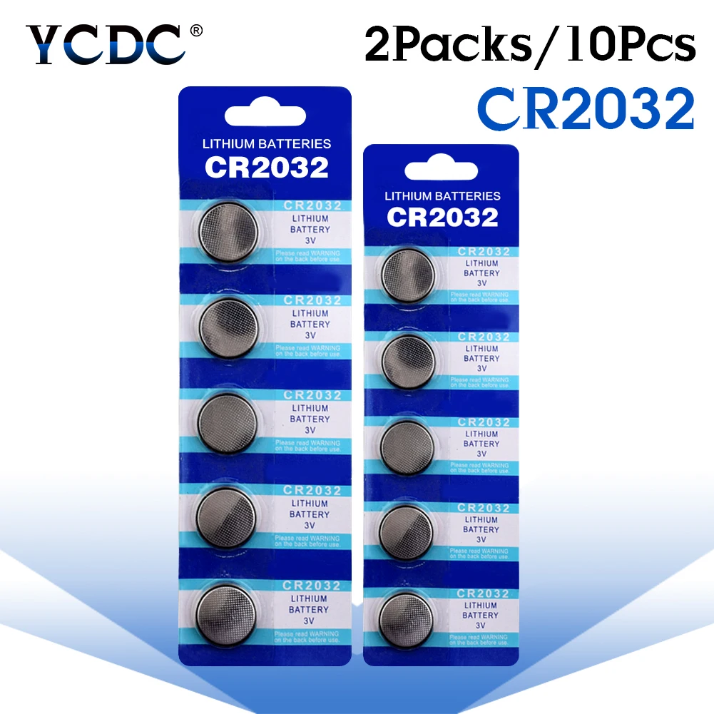 

YCDC 10Pcs 3V CR2032 Lithium Button Cell Batteries For Watch Electronic Remote BR2032 DL2032 ECR2032 Disposable Part Battery