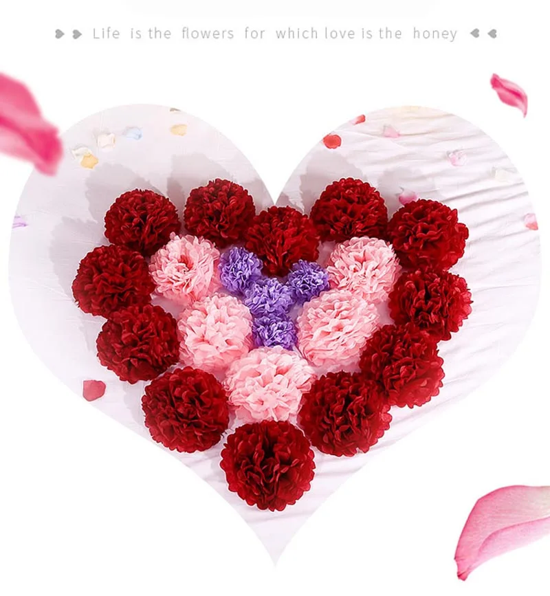 5 шт. бумажные цветы-шары помпоны декоративные свадебные аксессуары помпон