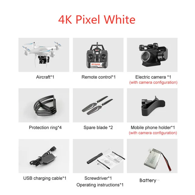 White 4k 1B Дрон 4k камера аэрофотосъемка длительный срок службы батареи Wifi карта передача четырехосный самолет игрушка пульт дистанционного управления RC самолет - Цвет: White 4k 1B