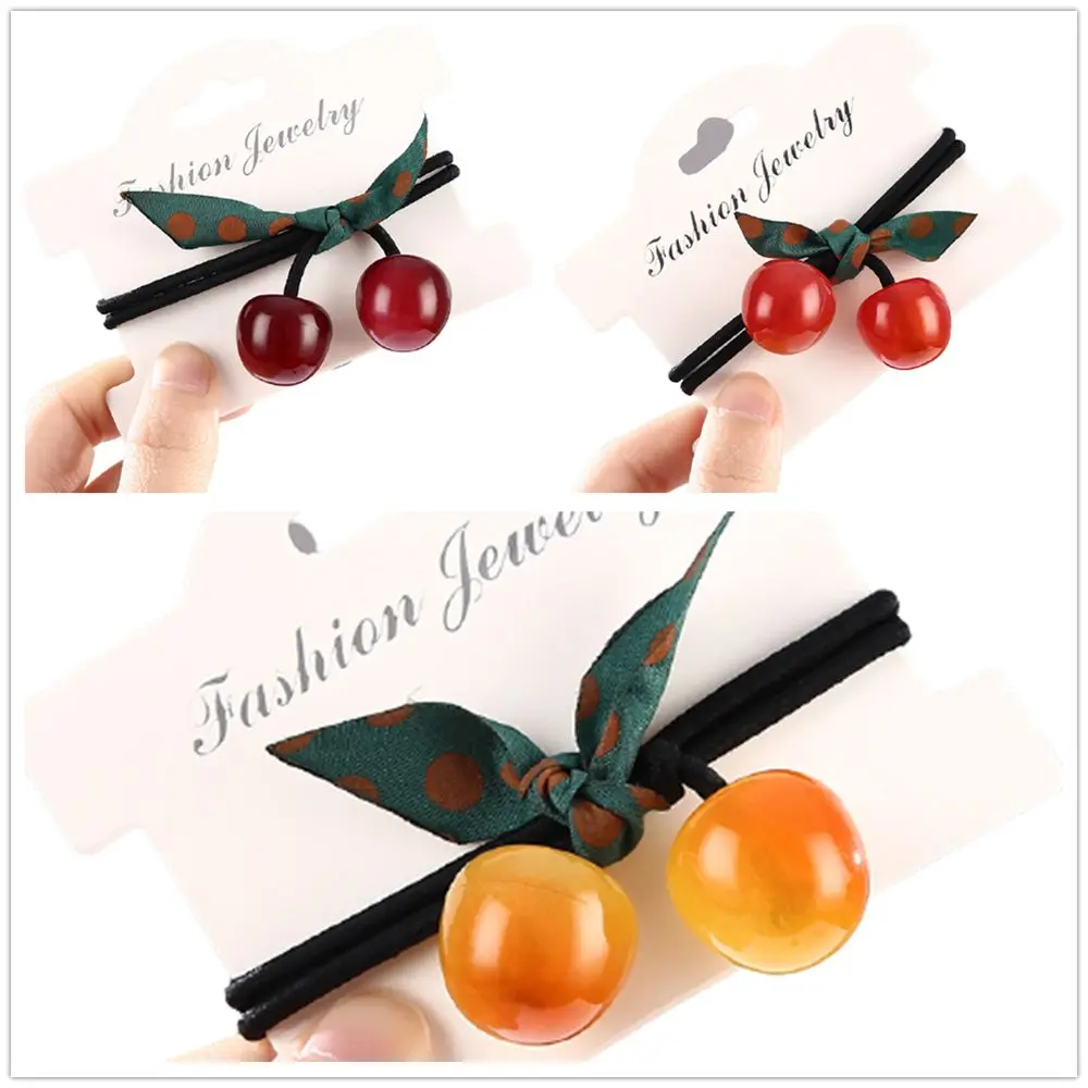 

Cute Women Temperament Korean Hair Ring High Elastic Cherry Hair Rope