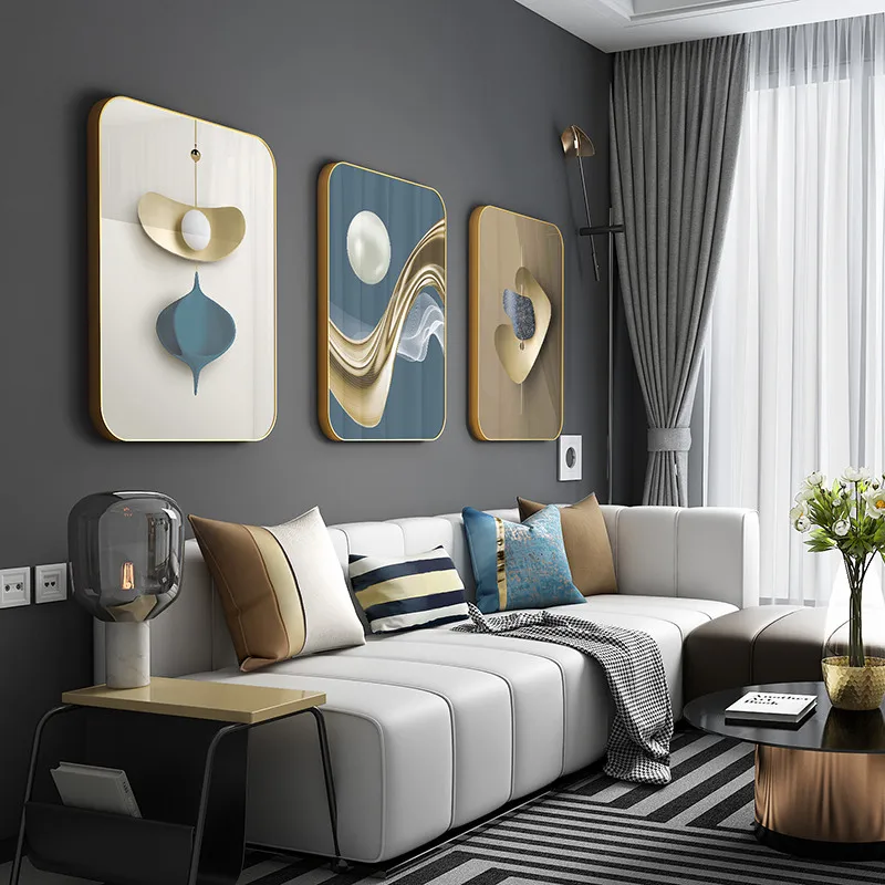 

Living Room Decoration Painting Sofa Background Wall Photo Frame Minimalist Mural Atmosphere Crystal Porcelain Wall Painting Fra