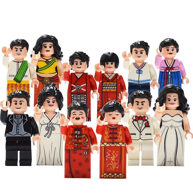 12 шт. свадебные куклы жениха фигурки строительные блоки коллекция игрушки для