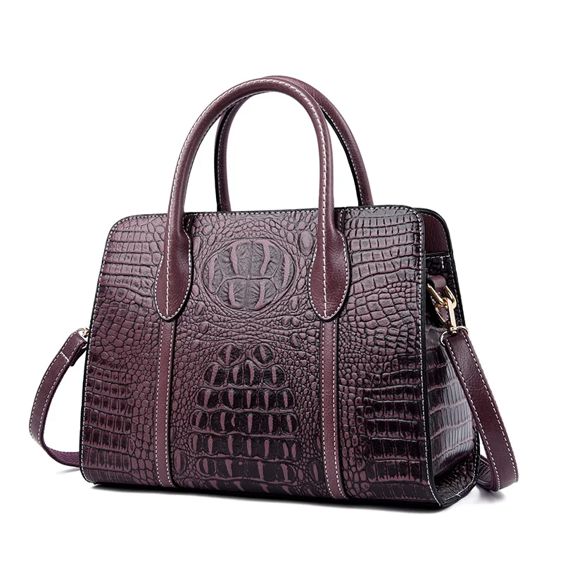 Brand luxury handbags women bags designer crocodile pattern lady handbag fashion shoulder crossbody bags for women tote bag - Цвет: Purple