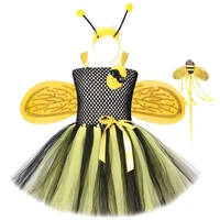 honeybee fairy dress girls toddler costumes bee kids children halloween fancy tutu dresses with wings set outfits 1 12 years