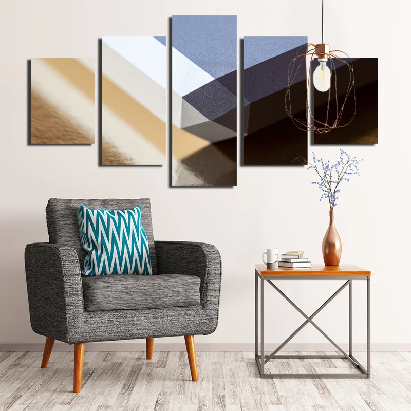 5pcs Abstract Art Canvas Painting Dark And Light Color With Contrasting Nordic Style Minimalist Printing Poster | Дом и сад