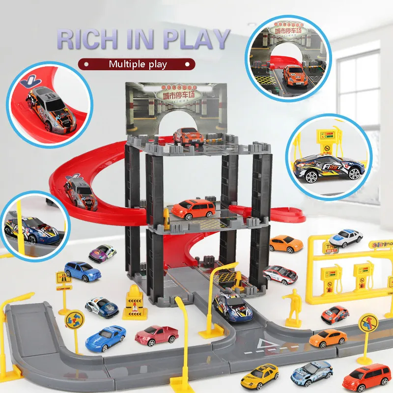 Детский Пластиковый парковочный набор трехмерная многослойная Автомобильная