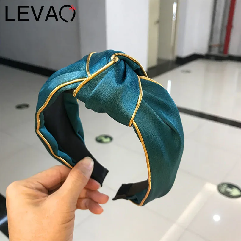 LEVAO корейский атласный твердый завязанный тюрбан для девочек золотой ободок держатель головной убор повязка для волос женские аксессуары для волос